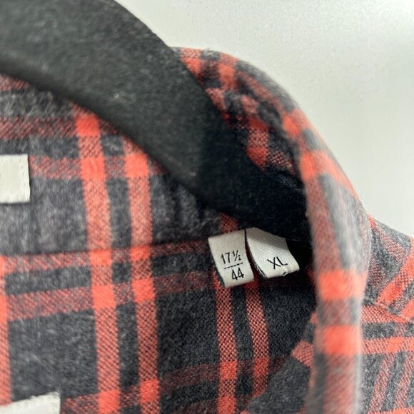 CULTURATA Men Red Gray Plaid Flannel Tailored Fit Long Sleeve Button Up Shirt XL - Picture 6 of 6